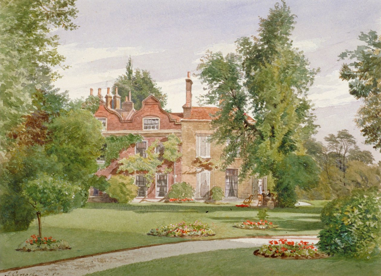 Widok z boku na Raleigh House, Brixton Hill, Lambeth, Londyn, 1887 autorstwa John Crowther