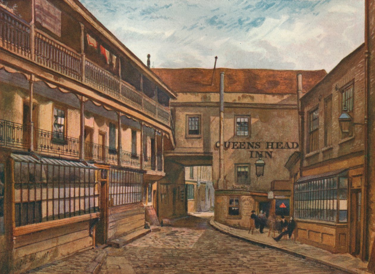 Yard of the Queens Head Inn, Borough, Southwark, Londyn, 1880 1926 autorstwa John Crowther