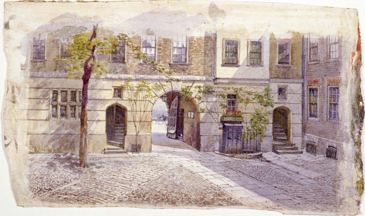 Widok od wejścia do Staple Inn, Londyn, 1882 autorstwa John Crowther