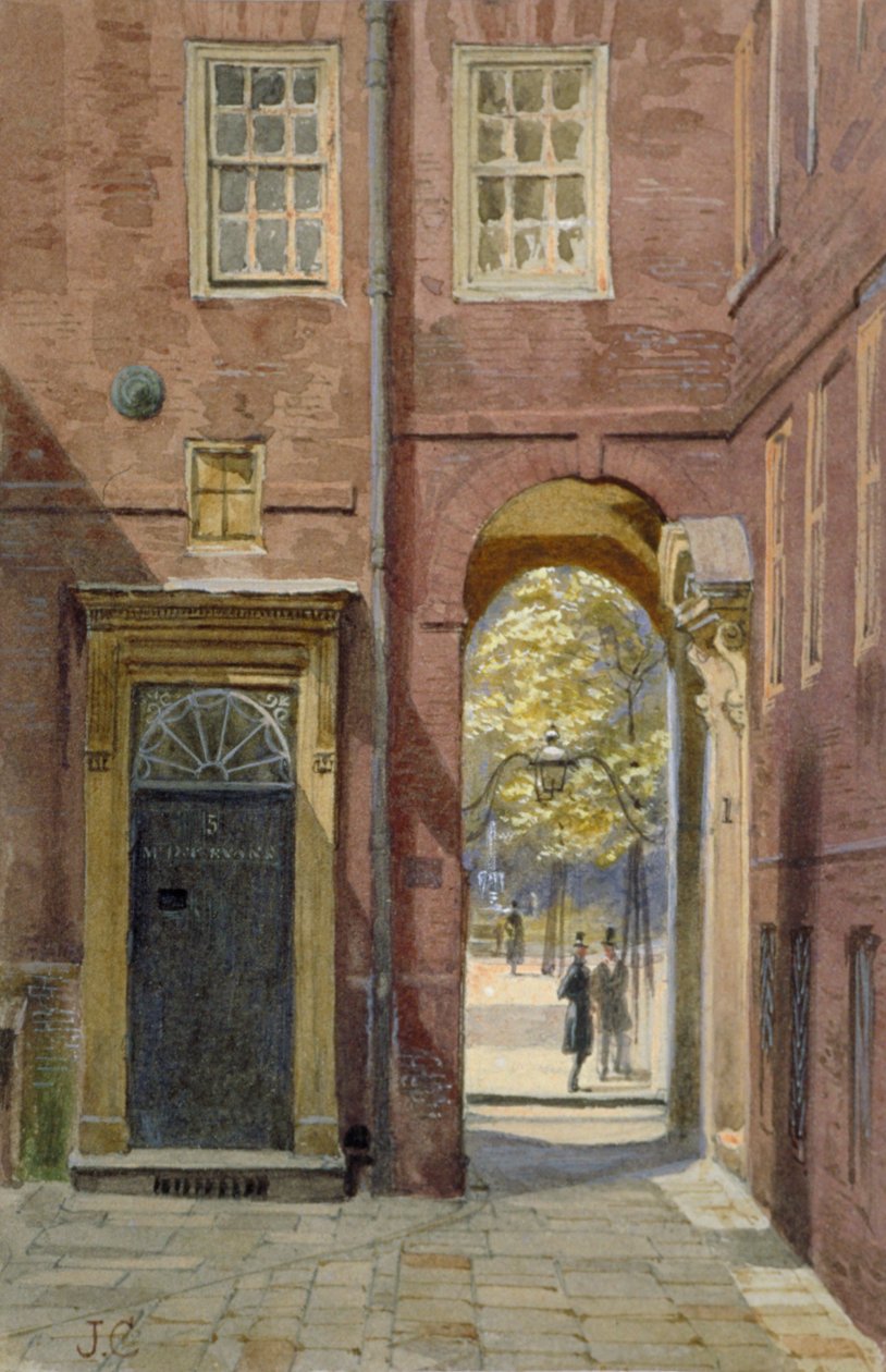 Widok na Elm Court, wewnętrzną świątynię w kierunku środkowej świątyni, Londyn, ok. 1880 r. autorstwa John Crowther