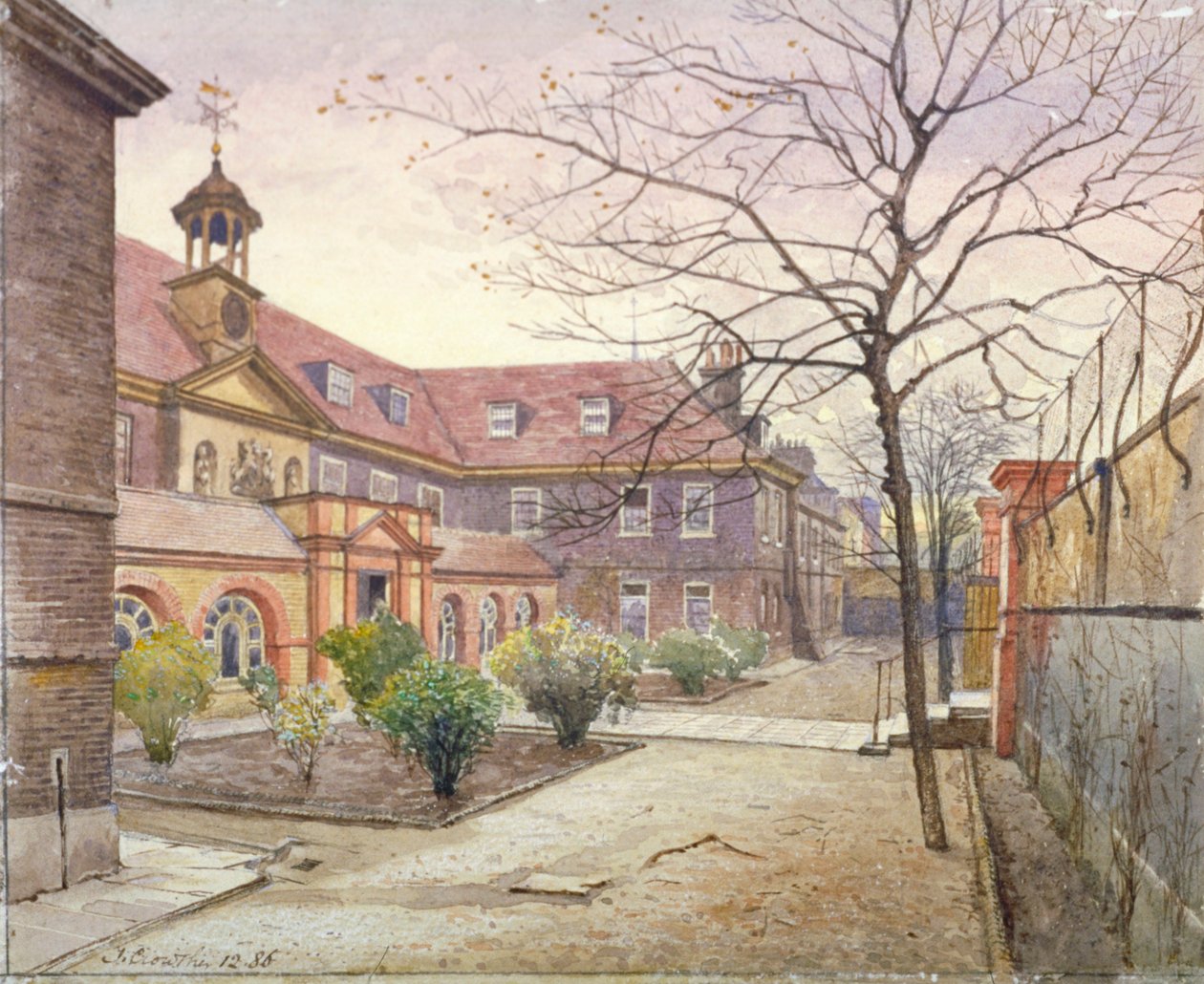 Widok szpitala Gray Coat, Greycoat Place, Westminster, Londyn, 1886 autorstwa John Crowther