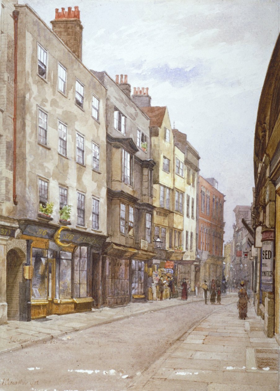 Widok ulicy Hollywell patrzącej na zachód, Westminster, Londyn, 1882 r. autorstwa John Crowther