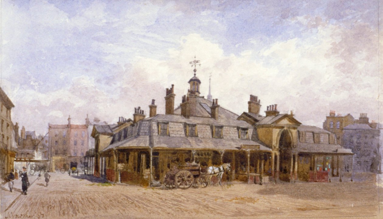 Widok na Oxford Market, St Marylebone, Westminster, Londyn, ok. 1880 autorstwa John Crowther