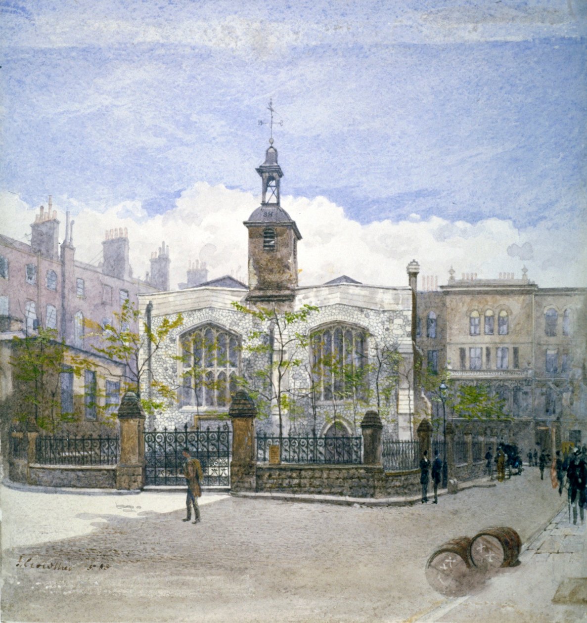 Widok na kościół św. Heleny, Bishopsgate, City of London, 1883 autorstwa John Crowther
