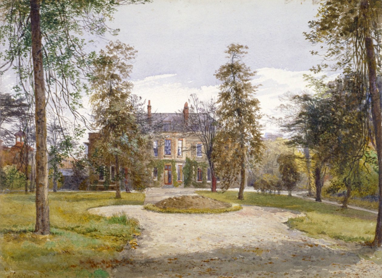 Widok na Stockwell Park House z ogrodu, Lambeth, Londyn, 1887 autorstwa John Crowther