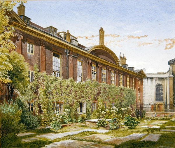 Widok obszaru w szpitalu Chrystusa, Newgate St autorstwa John Crowther