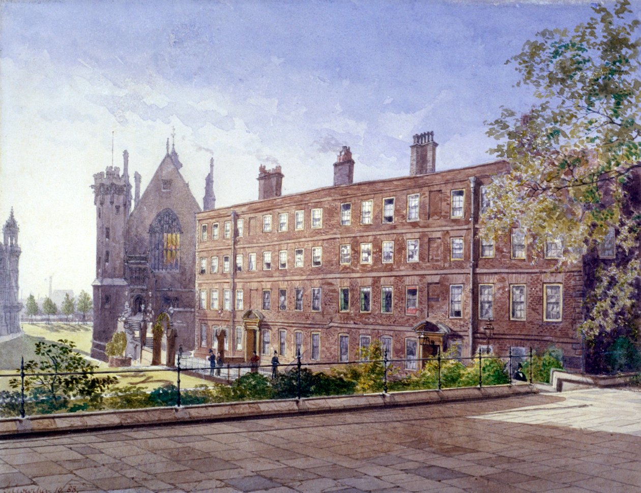 Widok nr 3 i 4 Garden Court, Middle Temple, Londyn, 1883. autorstwa John Crowther