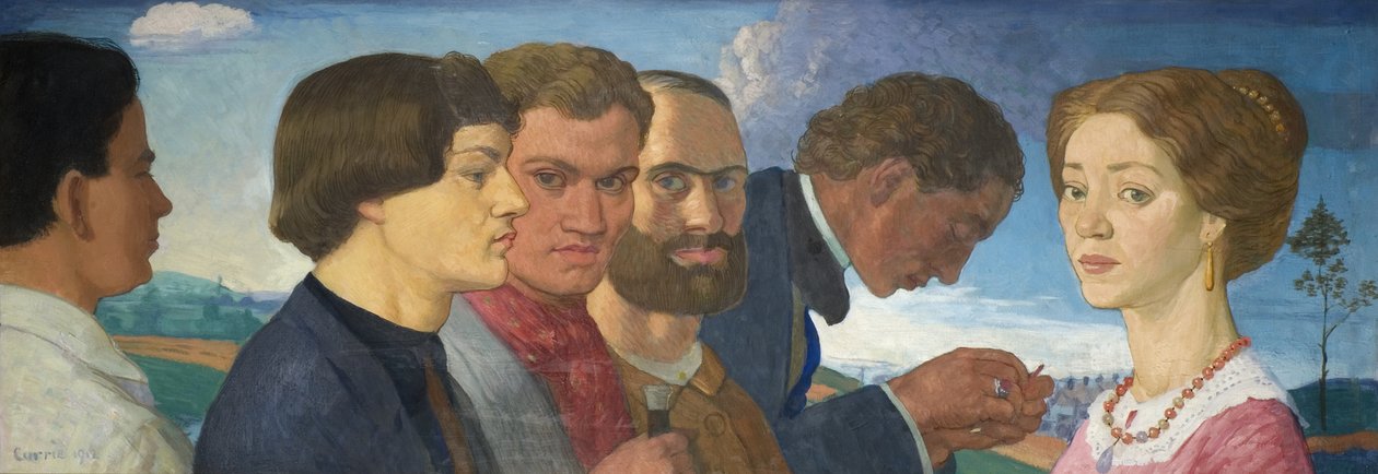 Niektóre późniejsze prymitywne i Madame Tisceron, 1912 (tempera na płótnie) autorstwa John Currie