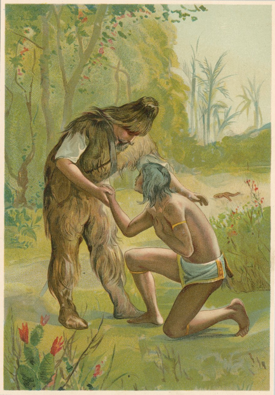 Scena z Robinsona Crusoe autorstwa Daniela Defoe, 1892 autorstwa John Dawson Watson