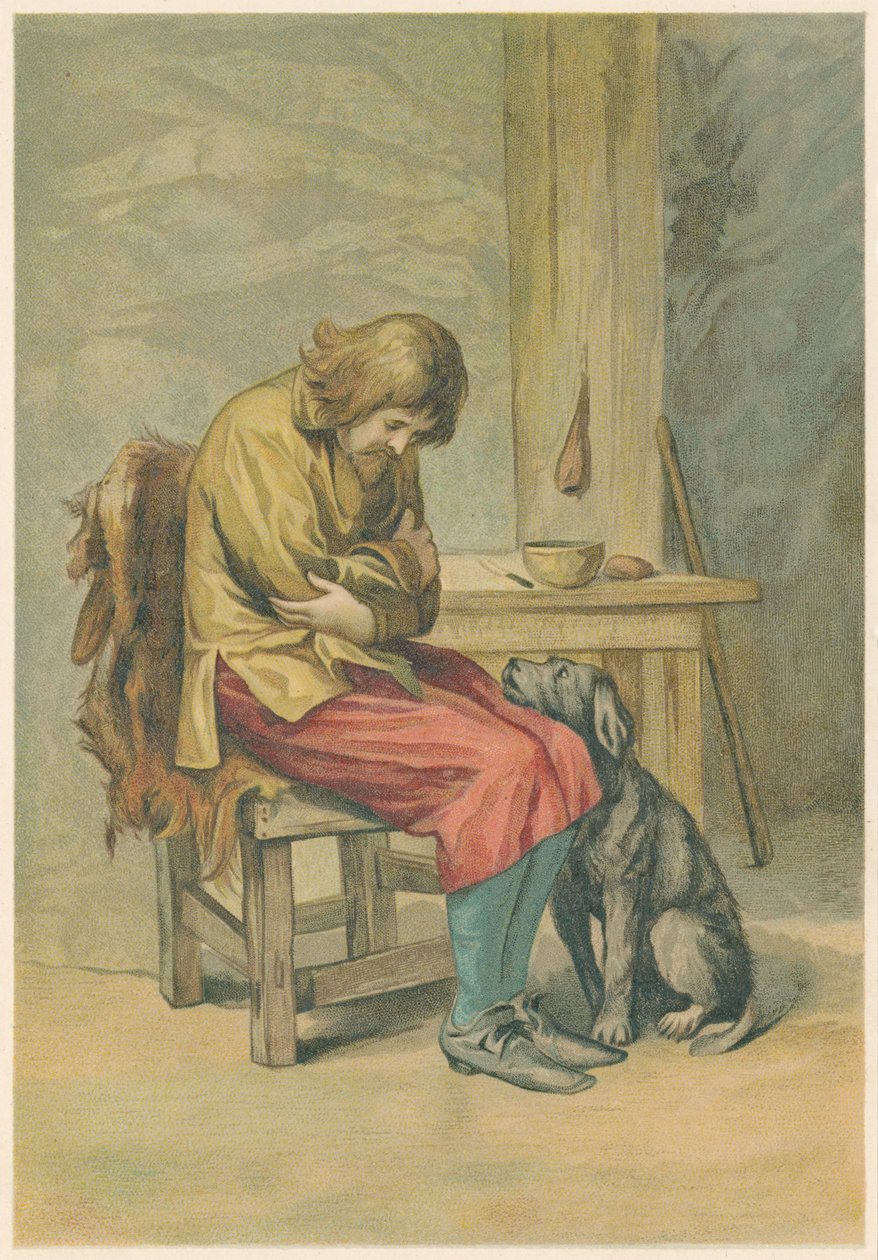 Scena z Robinsona Crusoe autorstwa Daniela Defoe, 1892 autorstwa John Dawson Watson
