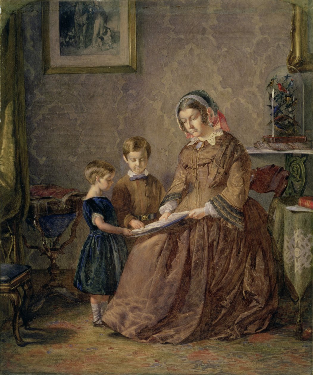 Lekcja czytania, 1855 autorstwa John Dawson Watson