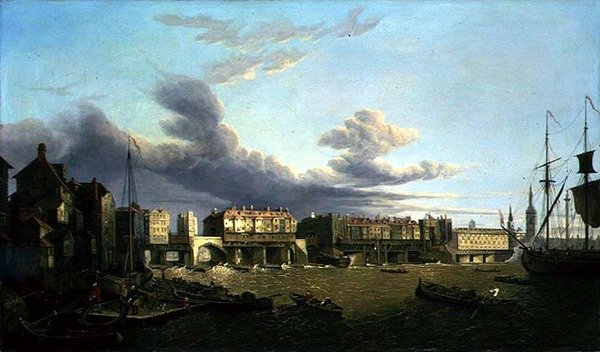 Widok mostu Old London Bridge z 1747 roku (olej na płótnie) autorstwa John Dean Paul