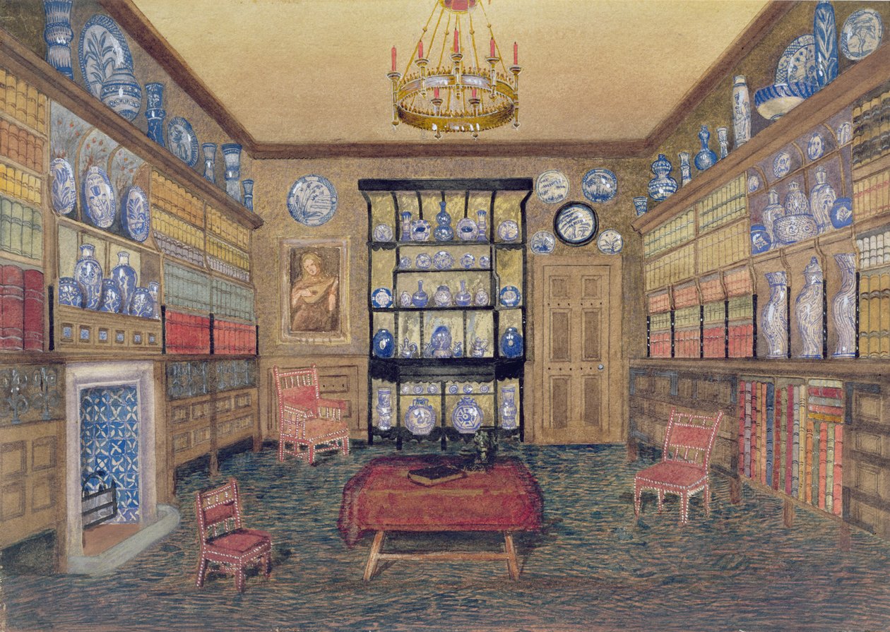 The Morning Room, Bowden Hall, Upton St. Leonards, Gloucester (toaleta i ołówek na papierze) autorstwa John Dearman Birchall