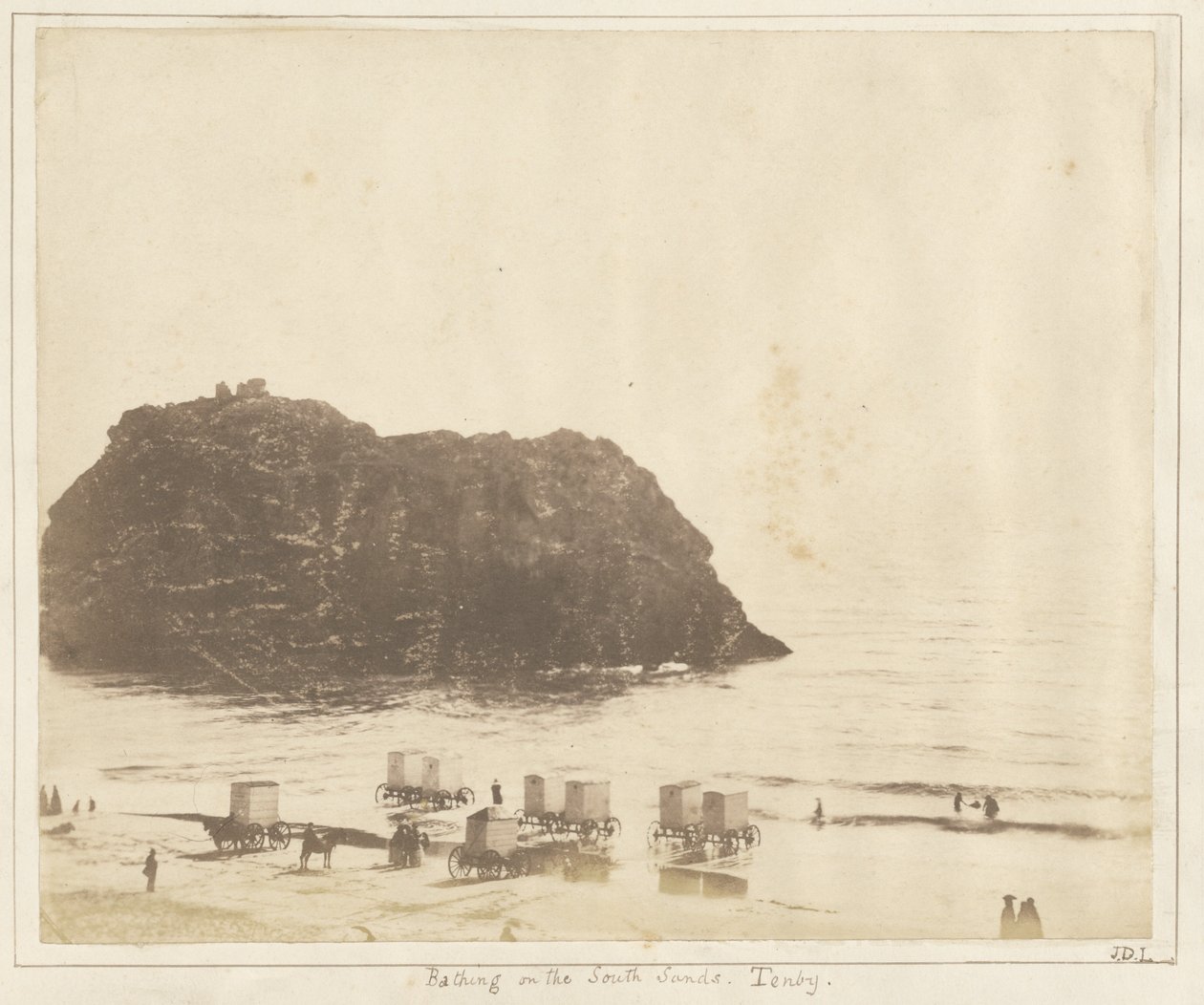 Kąpiel w South Sands, Tenby. autorstwa John Dillwyn Llewelyn