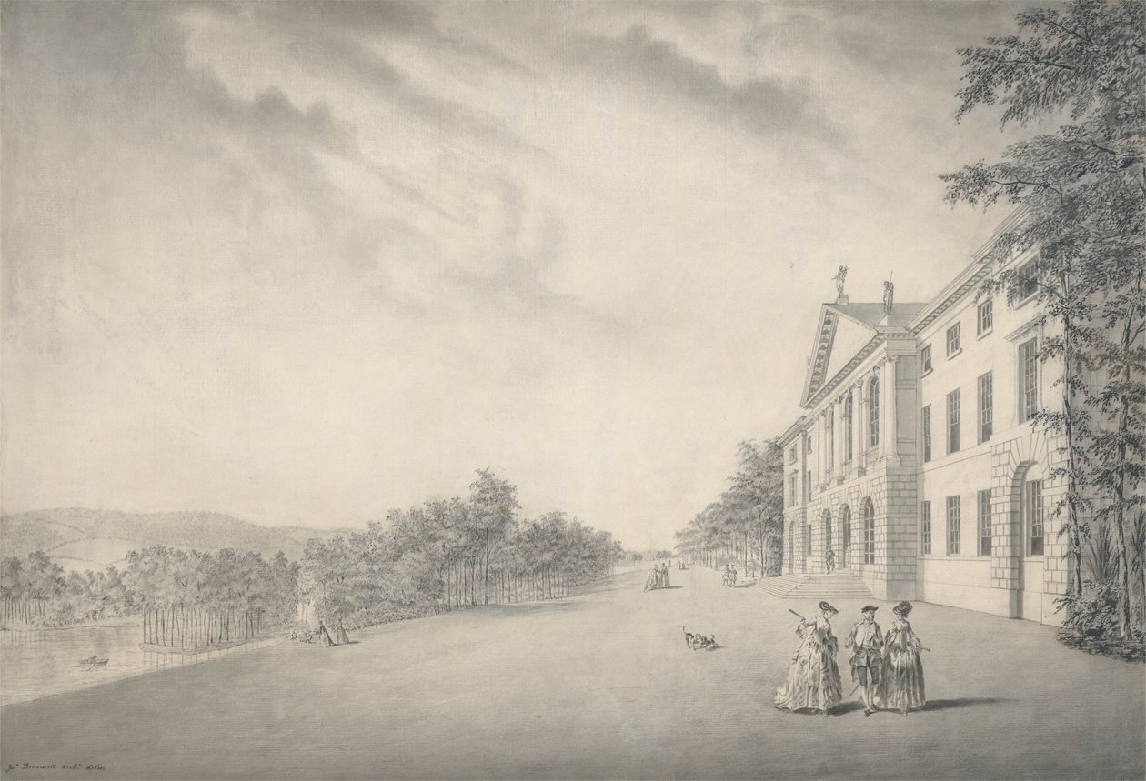 Wschodni widok West Wycombe House, Buckinghamshire autorstwa John Donowell