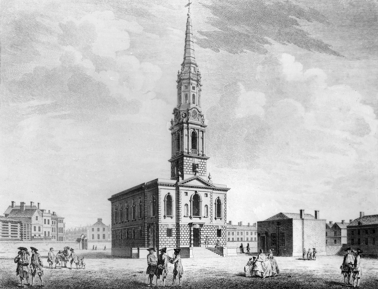 Widok północno-zachodni kościół St Gilless na polach, 1753 autorstwa John Donowell