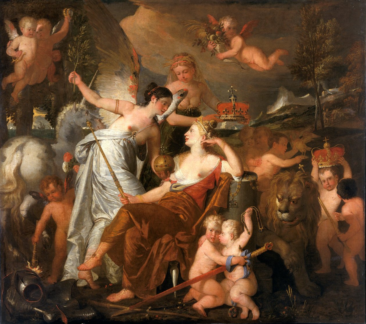 „Późna księżniczka uosabiająca pokój ukoronujący chwałę Anglii odbitą w Europie”, 1819 autorstwa John Downman