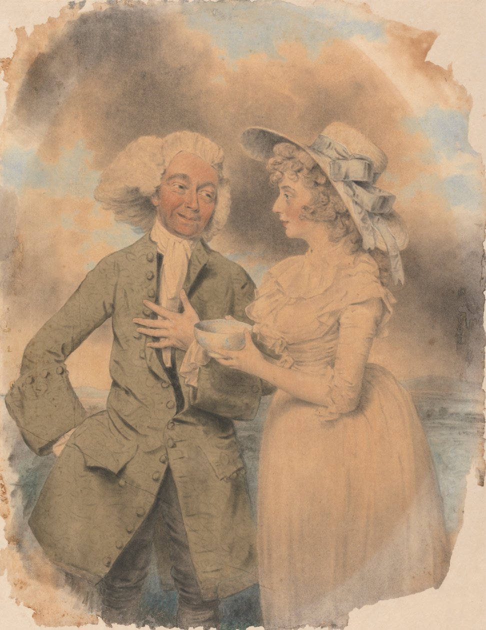 John Edwin i pani Mary Wells jako Lingo i Cowslip w „Przyjemnej niespodziance” autorstwa John Downman