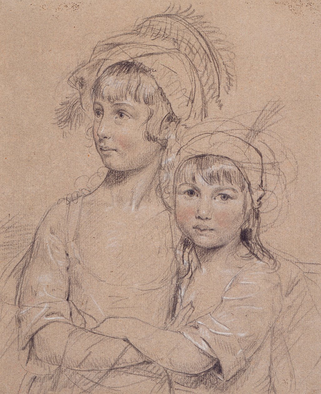 No.1857 The Misses Rigby, dwie córki pana Rigby z Norwich (1747-1821) znanego chirurga, 1778 (kreda na papierze) autorstwa John Downman