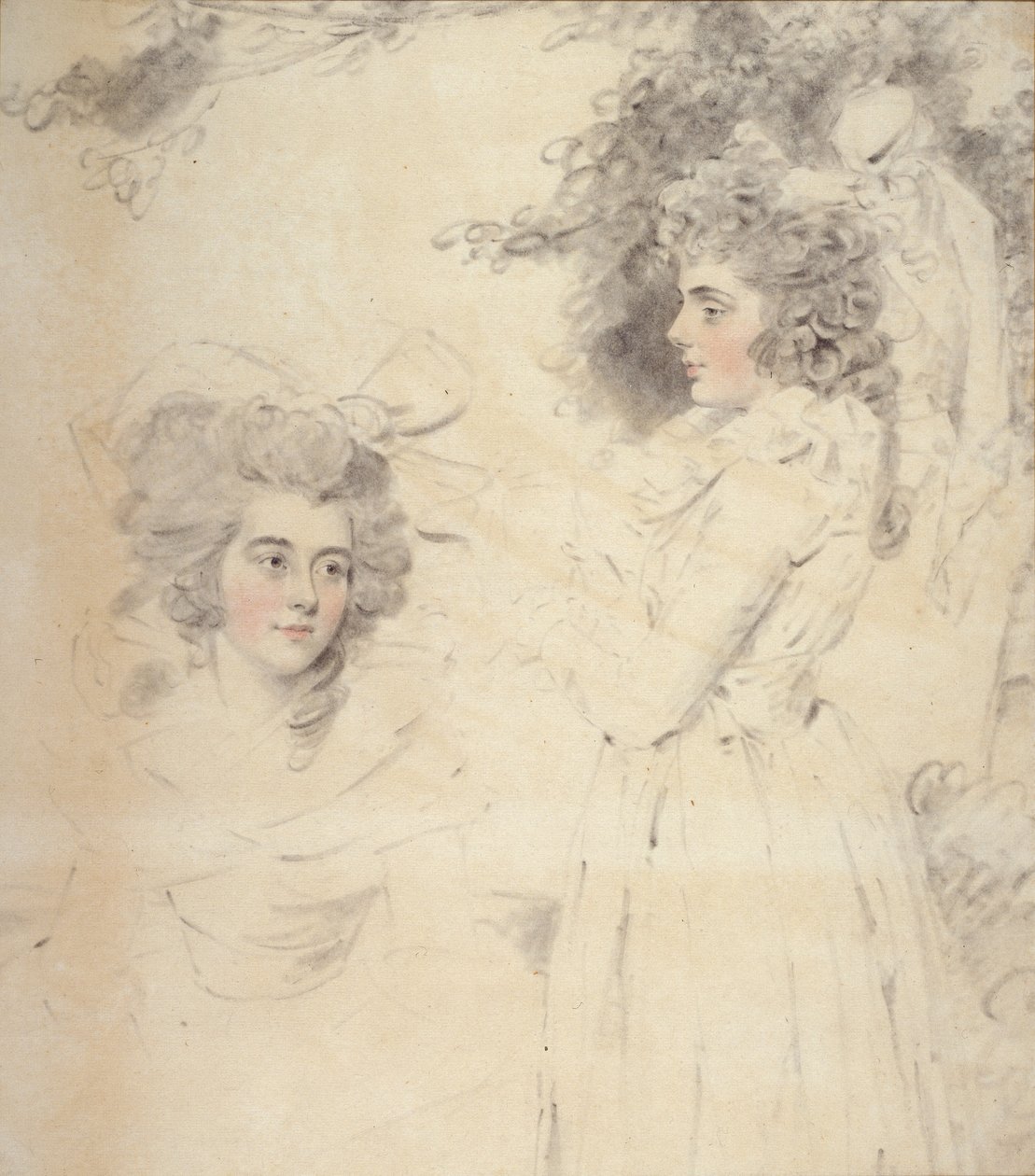 Portret Georgiany, księżnej Devonshire i lady Elizabeth Foster (akwarela i ołówek na papierze) autorstwa John Downman