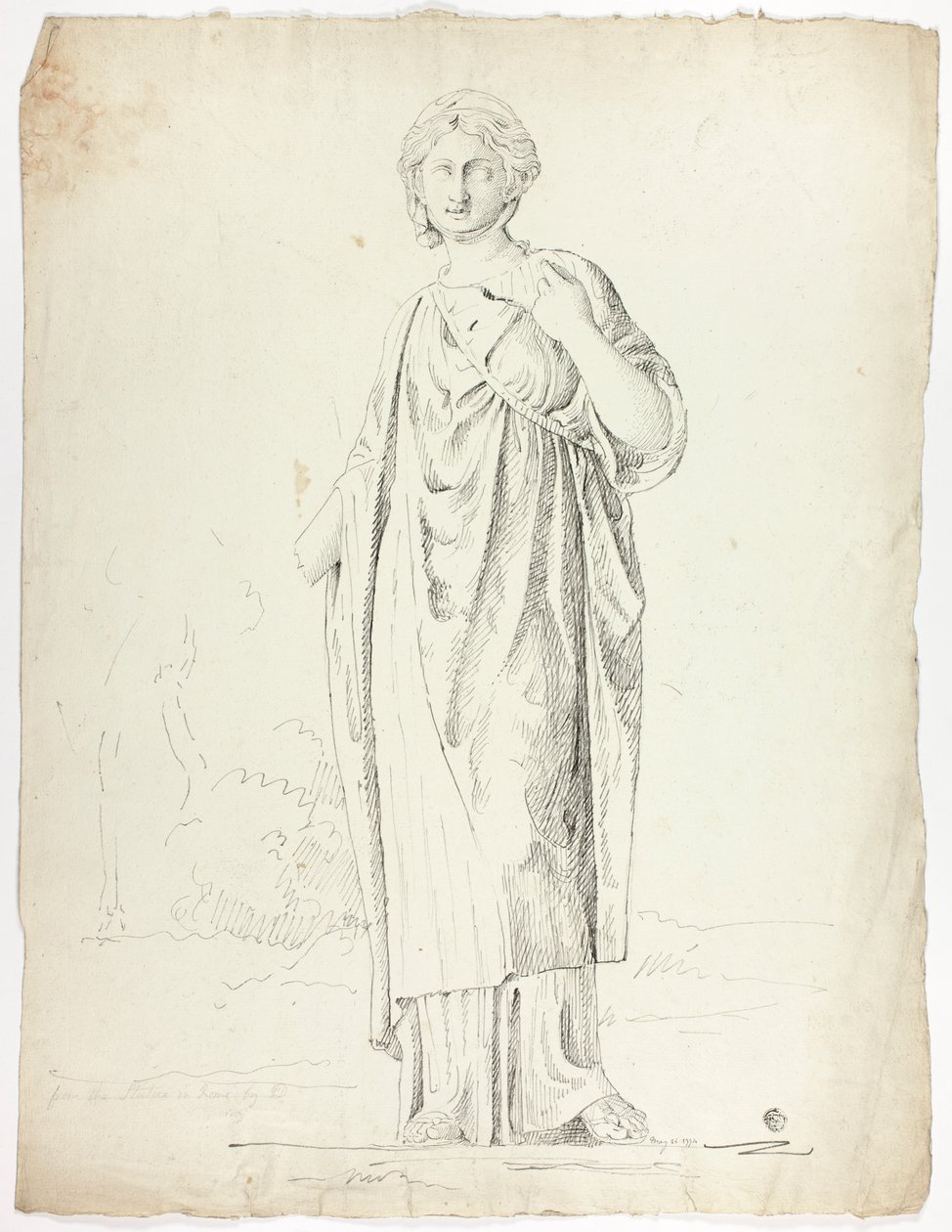 Antyczna statua stojącej drapowanej kobiety autorstwa John Downman