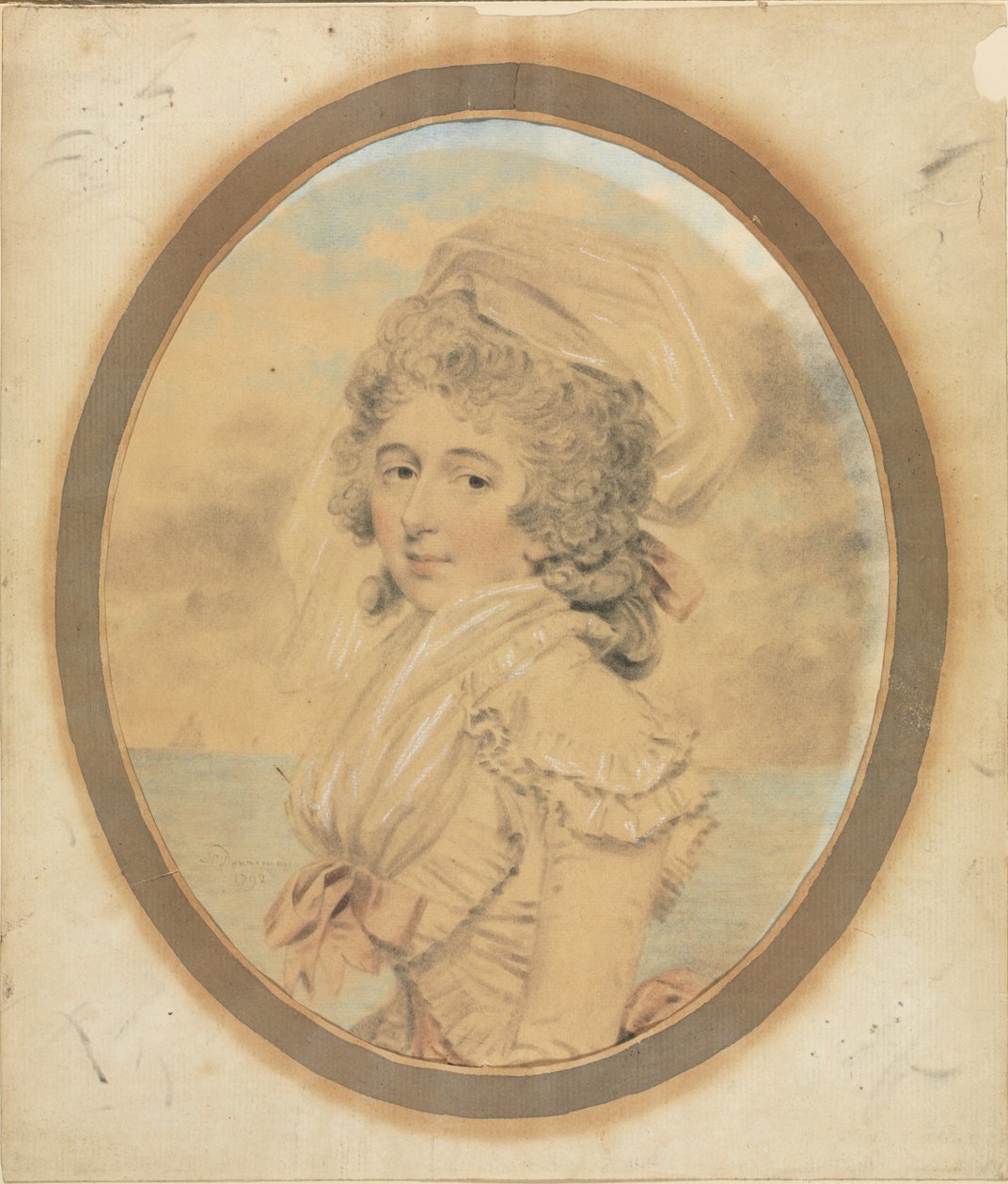 Młoda dama z różową kokardką na staniku, 1792. autorstwa John Downman