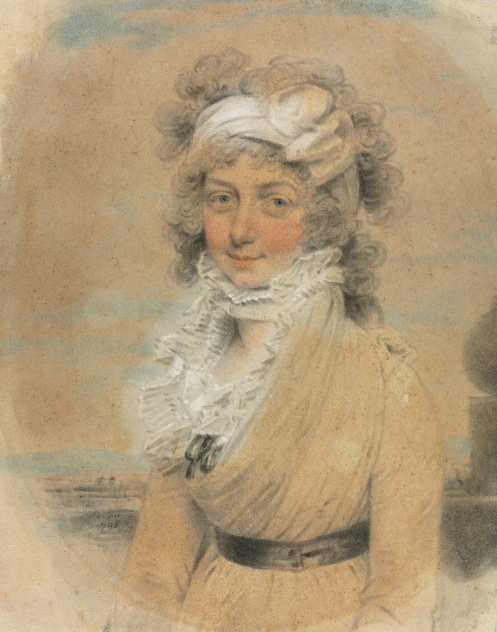 Młoda dama z białą kokardą na głowie, 1795. autorstwa John Downman