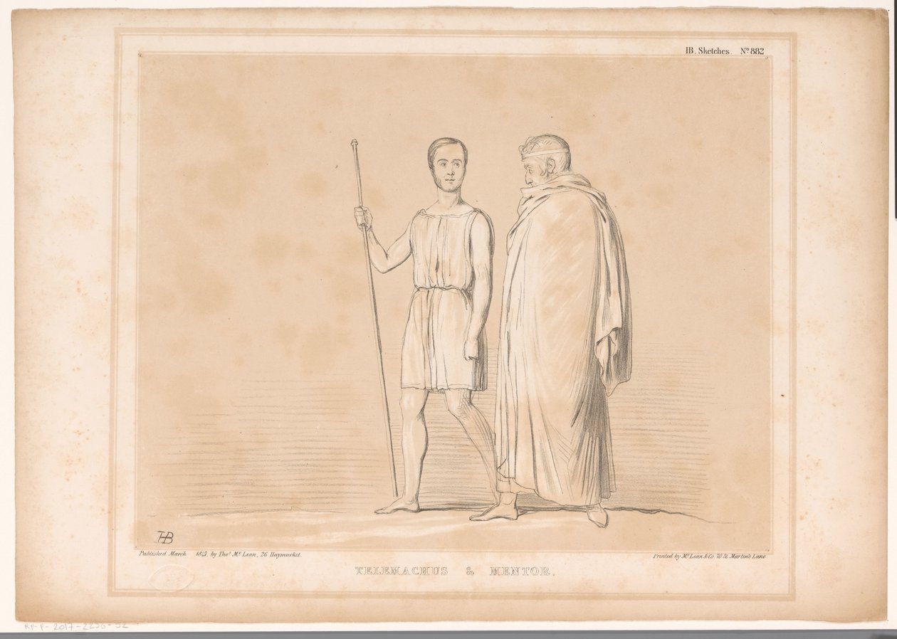 Spotprent spotkał Lorda Lincolna i Sir Roberta Peela Telemach i Mentor (tytuł na obiekcie) HB Sketches (tytuł serii na obiekcie) autorstwa John Doyle