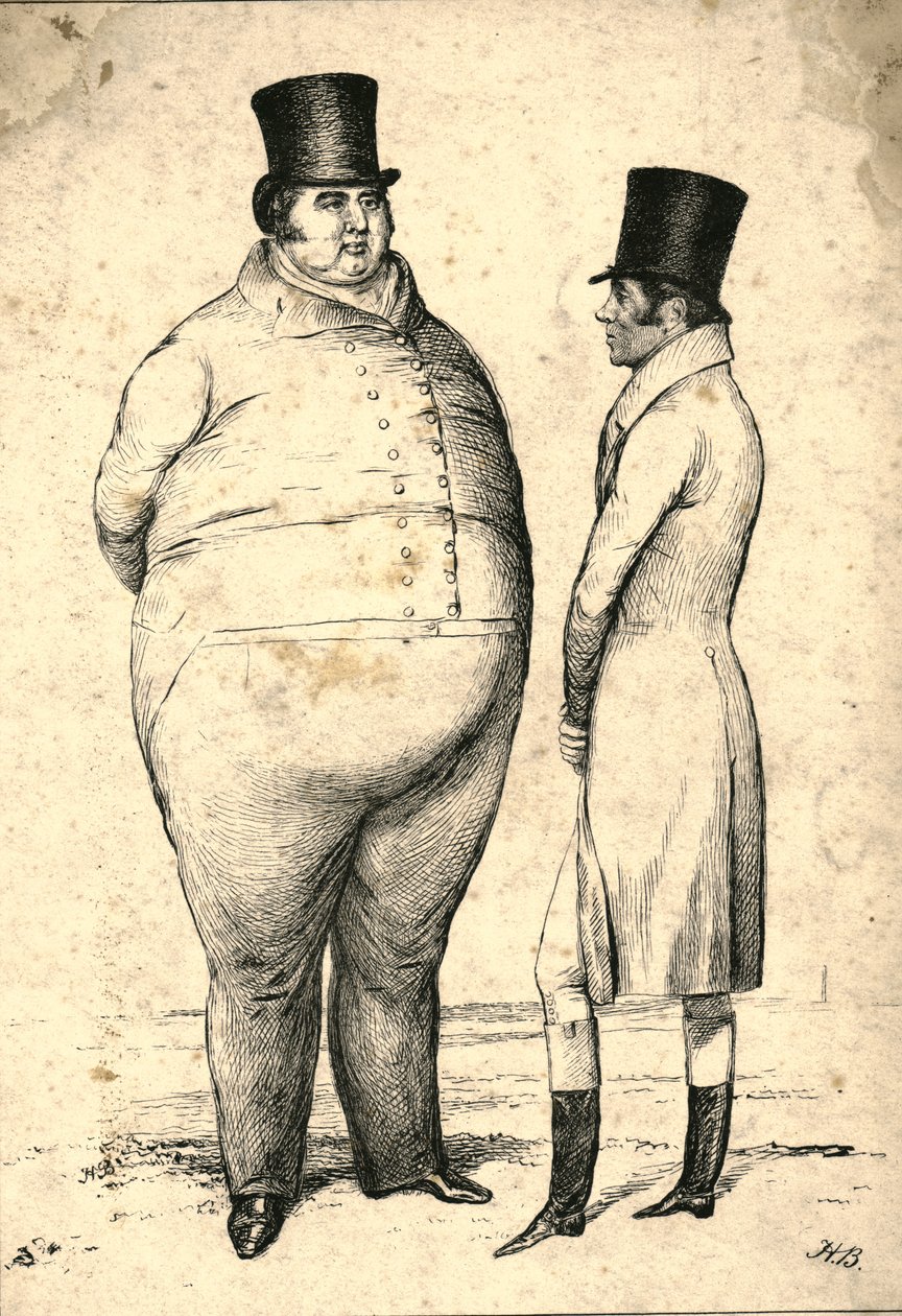 „Dwie wielkie postacie na murawie. Zapytanie, które jest cięższe, 1829. autorstwa John Doyle