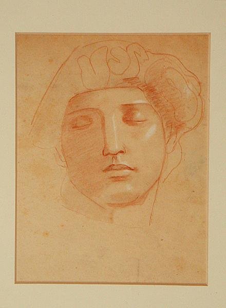 Głowa celtyckiego boga (kredka na papierze) autorstwa John Duncan