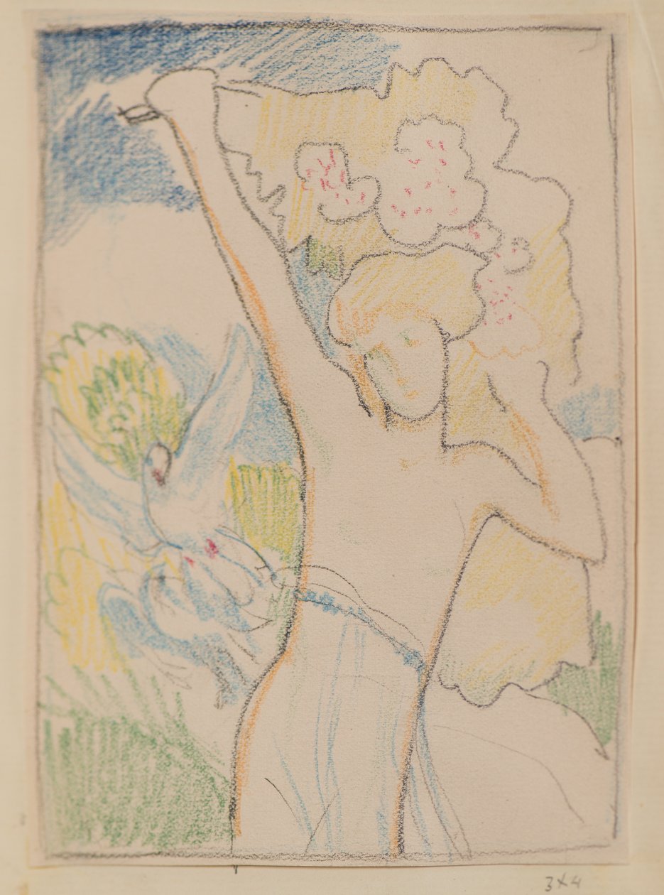 Bez tytułu [Kobieta postać i gołębie] (ołówek) autorstwa John Duncan