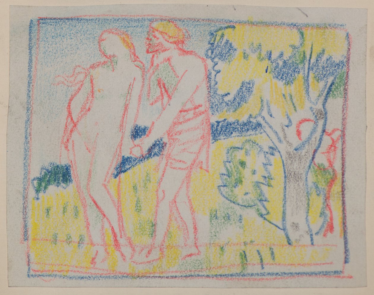 Bez tytułu [postać męska i kobieca w krajobrazie] (ołówek) autorstwa John Duncan