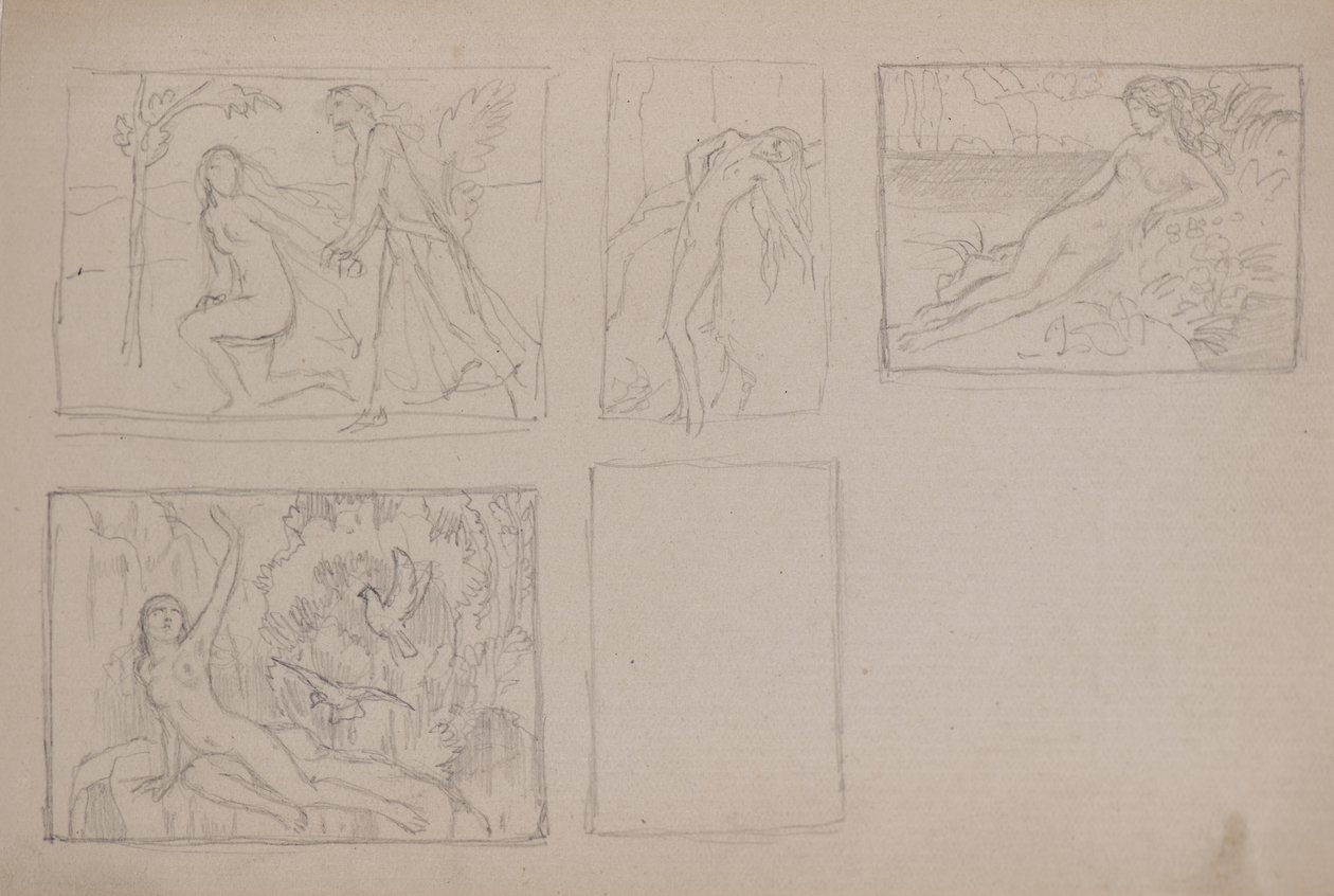 Bez tytułu [Nude postacie w krajobrazie (ołówek) autorstwa John Duncan
