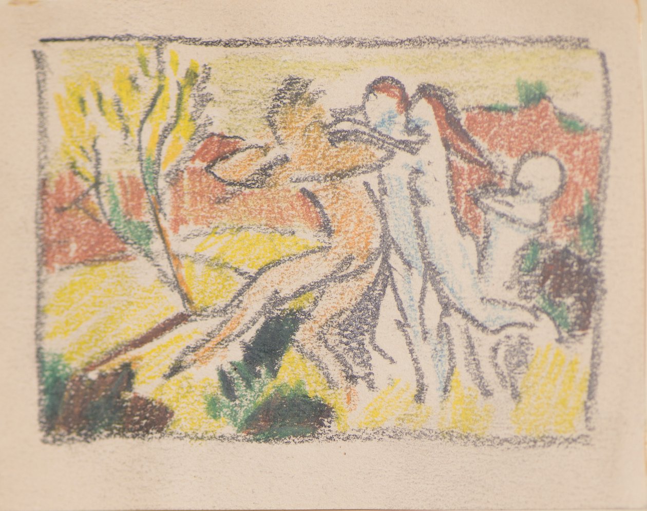 Bez tytułu [Trzy postacie kobiece powstrzymujące mężczyznę] (ołówek) autorstwa John Duncan