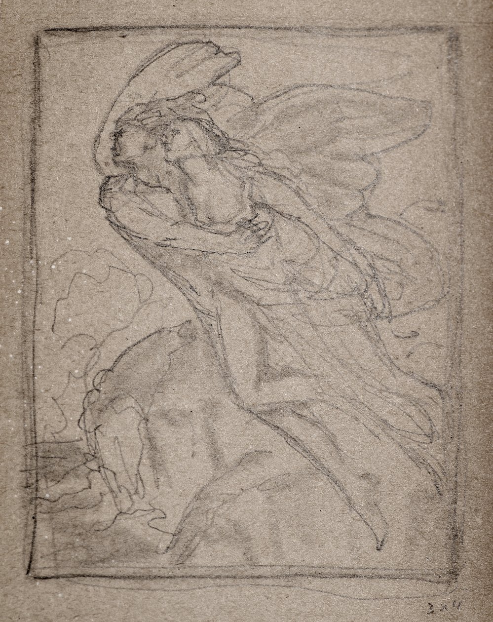 Bez tytułu [Dwa anioły] (ołówek) autorstwa John Duncan