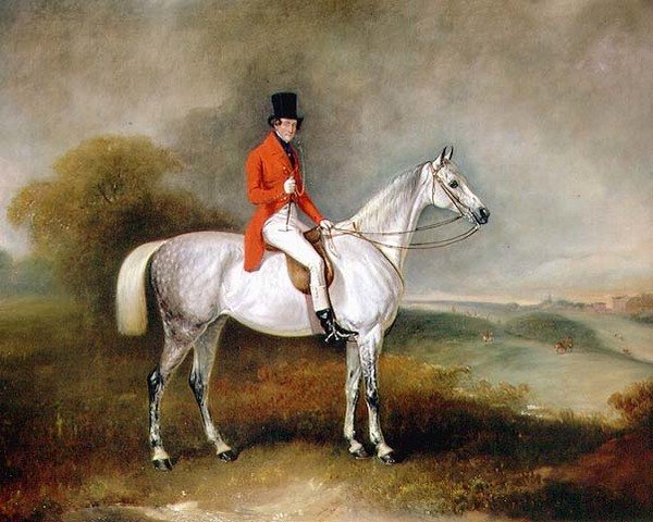 Charles Neil Hogg o swoim myśliwym „Alice Grey”, Ormely Hall, Leicestershire autorstwa John E. Ferneley