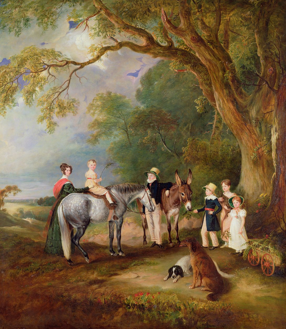 Panna Catherine Herrick ze swoimi siostrzenicami i siostrzeńcami, pięcioma starszymi dziećmi księdza i pani Henry Palmer, 1827 autorstwa John E. Ferneley