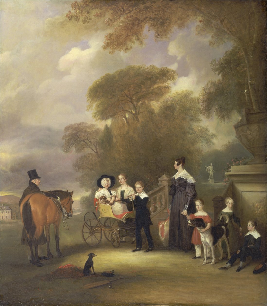 Wielebna i pani Henry Palmer z sześciorgiem młodszych dzieci w Withcote Hall, niedaleko Oakham, Leicestershire autorstwa John E. Ferneley
