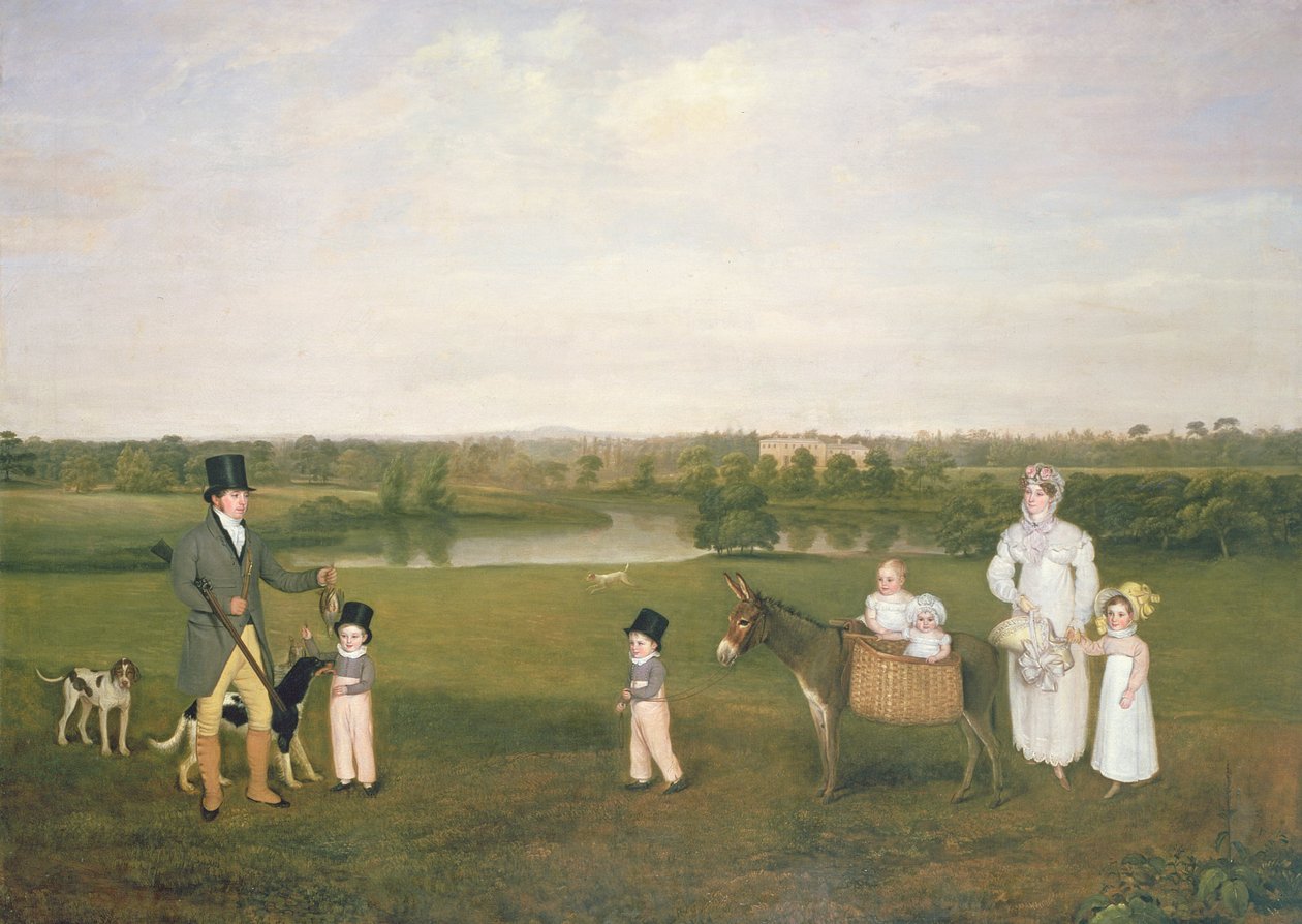 William Hetton Cooke z żoną i dziećmi w Worleston Rookery, Chester autorstwa John E. Ferneley