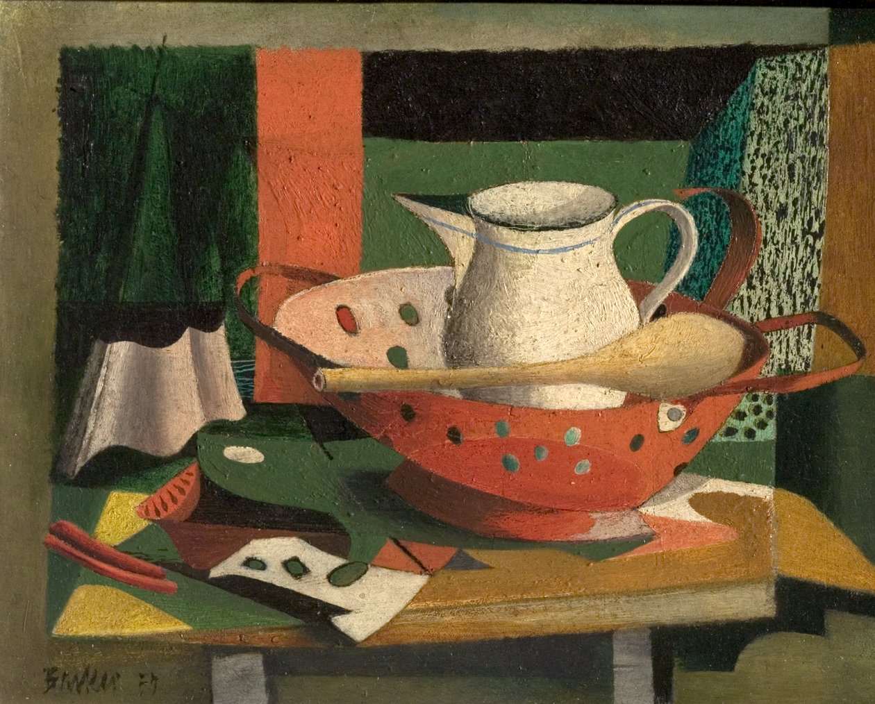 Kuchenna martwa natura (olej na drewnie) autorstwa John Edward Barker