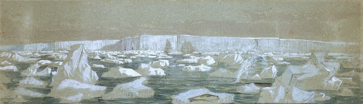 Część południowej bariery polarnej, 2 lutego 1841 r. (akwarela) autorstwa John Edward Davis