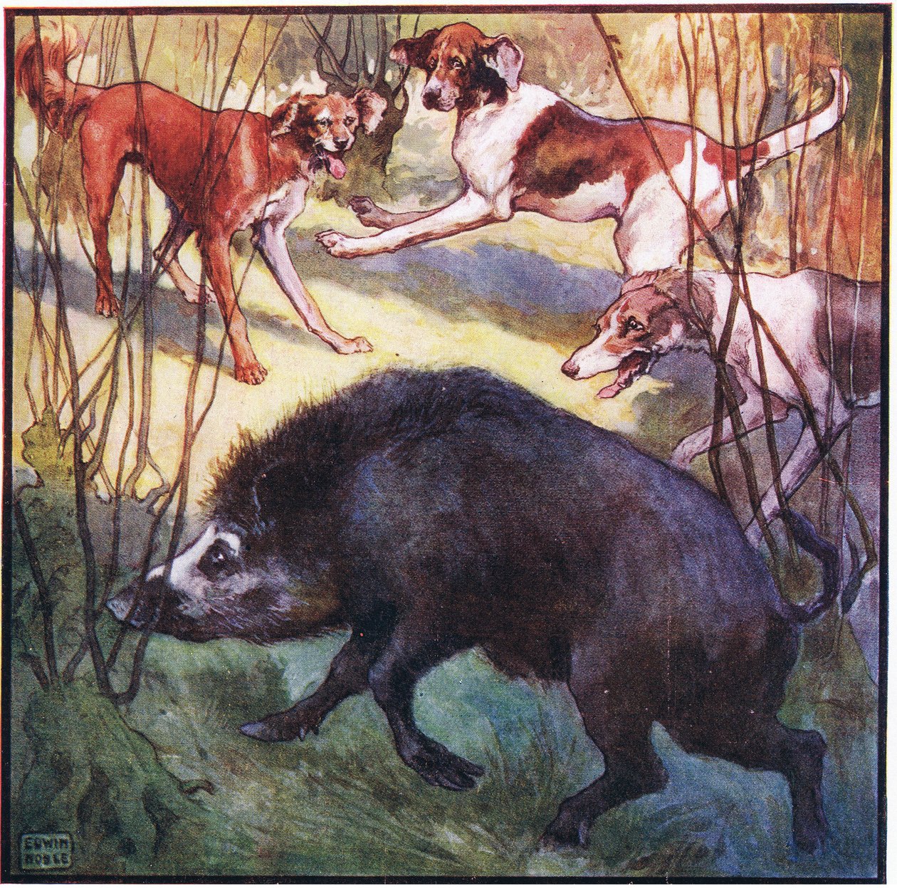 Opuszczając nieco głowę, podszedł prosto na mnie (kolor lito) autorstwa John Edwin Noble