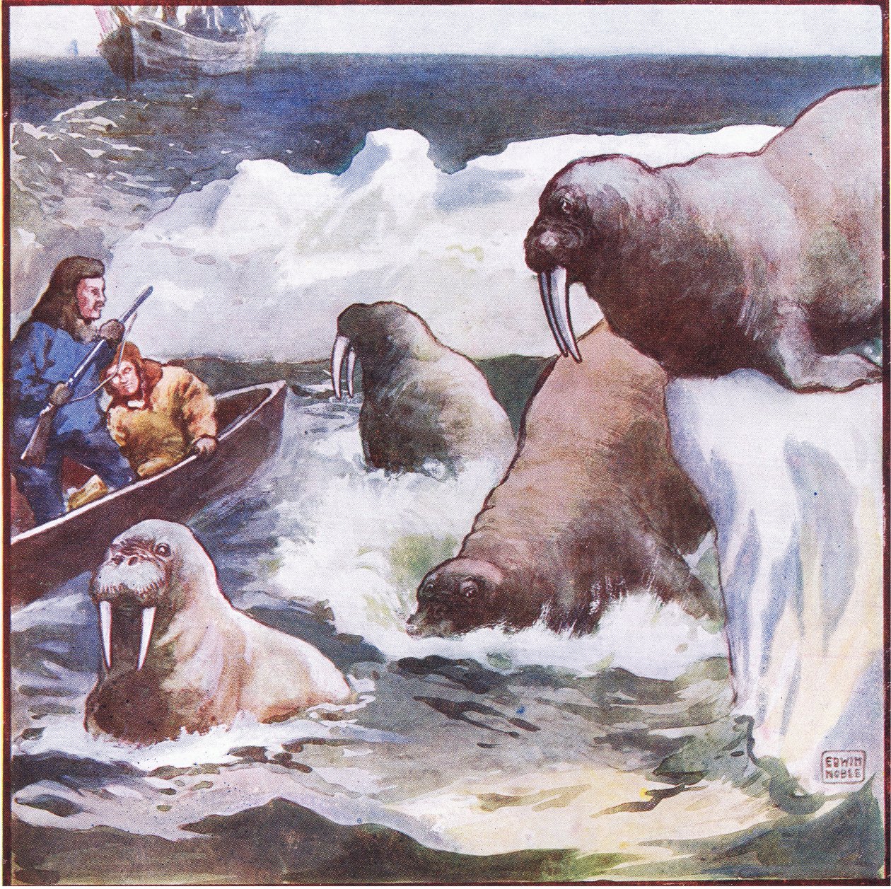 Kolosalne stworzenia skręcały się z niesamowitą szybkością (kolor lito) autorstwa John Edwin Noble