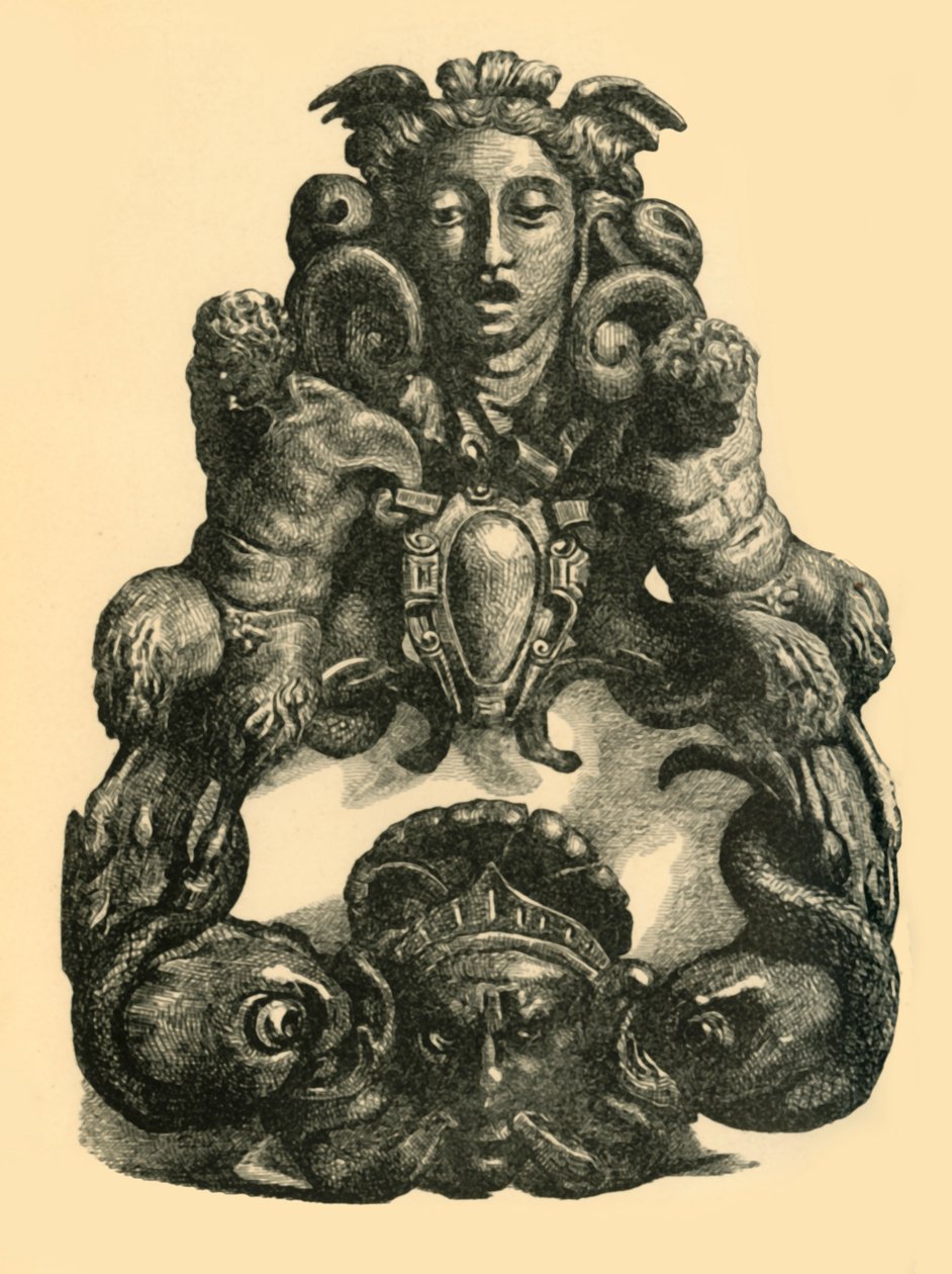 Kołatka z delfinami i satyrami, początek XVII w., 1881 r. autorstwa John Emms