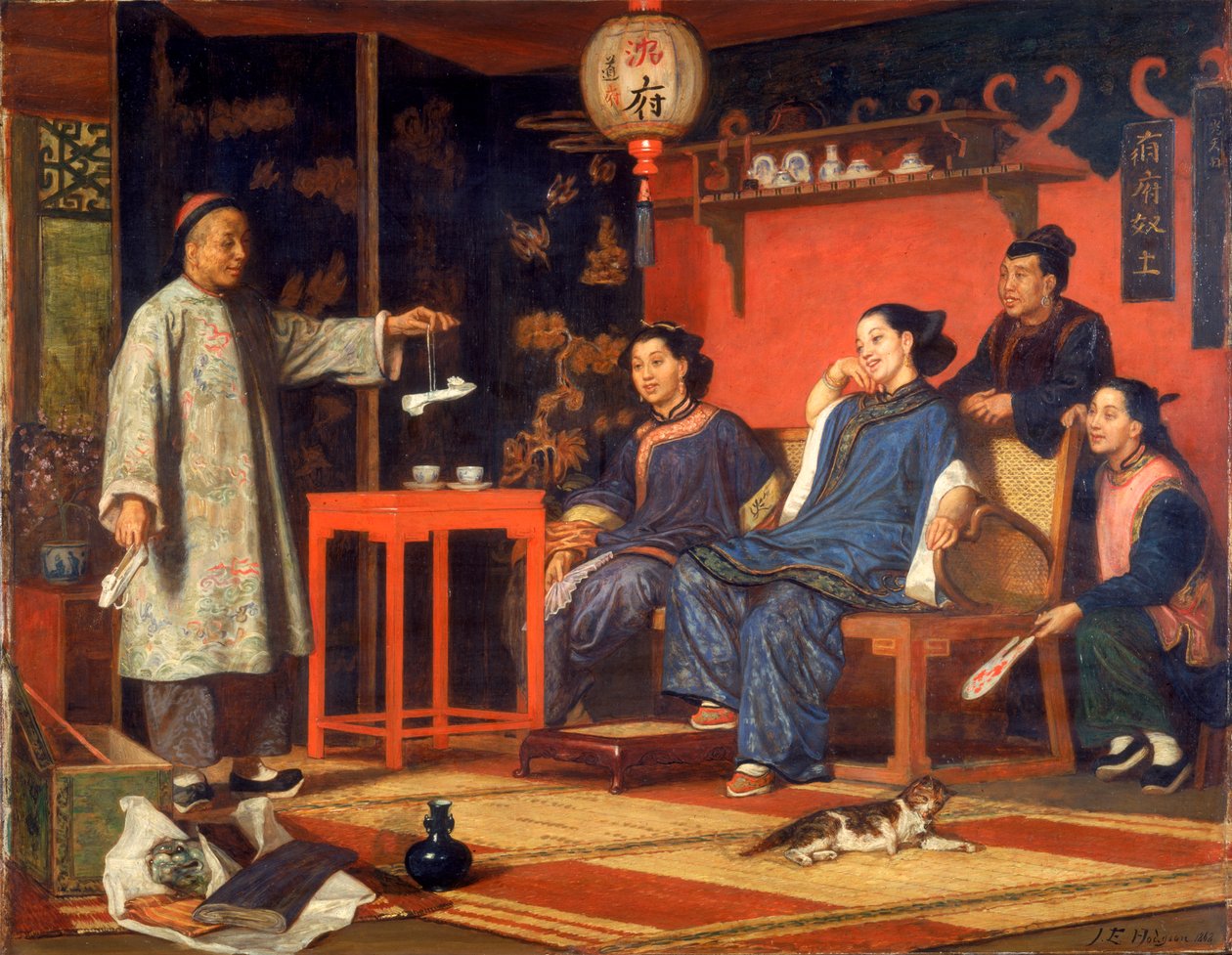 Chińskie panie patrzące na europejskie ciekawostki, 1868 autorstwa John Evan Hodgson