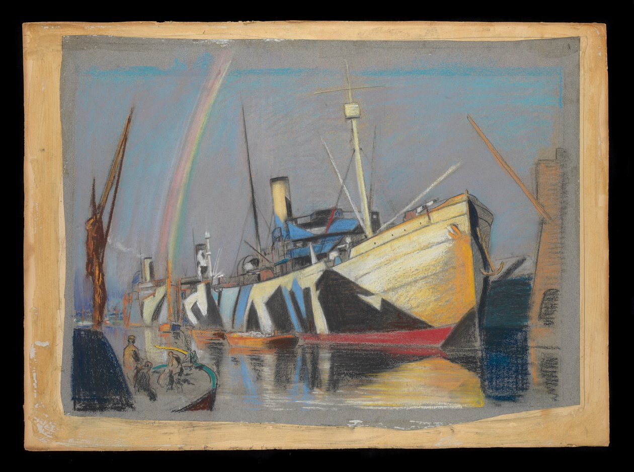 Statki handlowe Naneric, Burma i Tunisian w porcie autorstwa John Everett