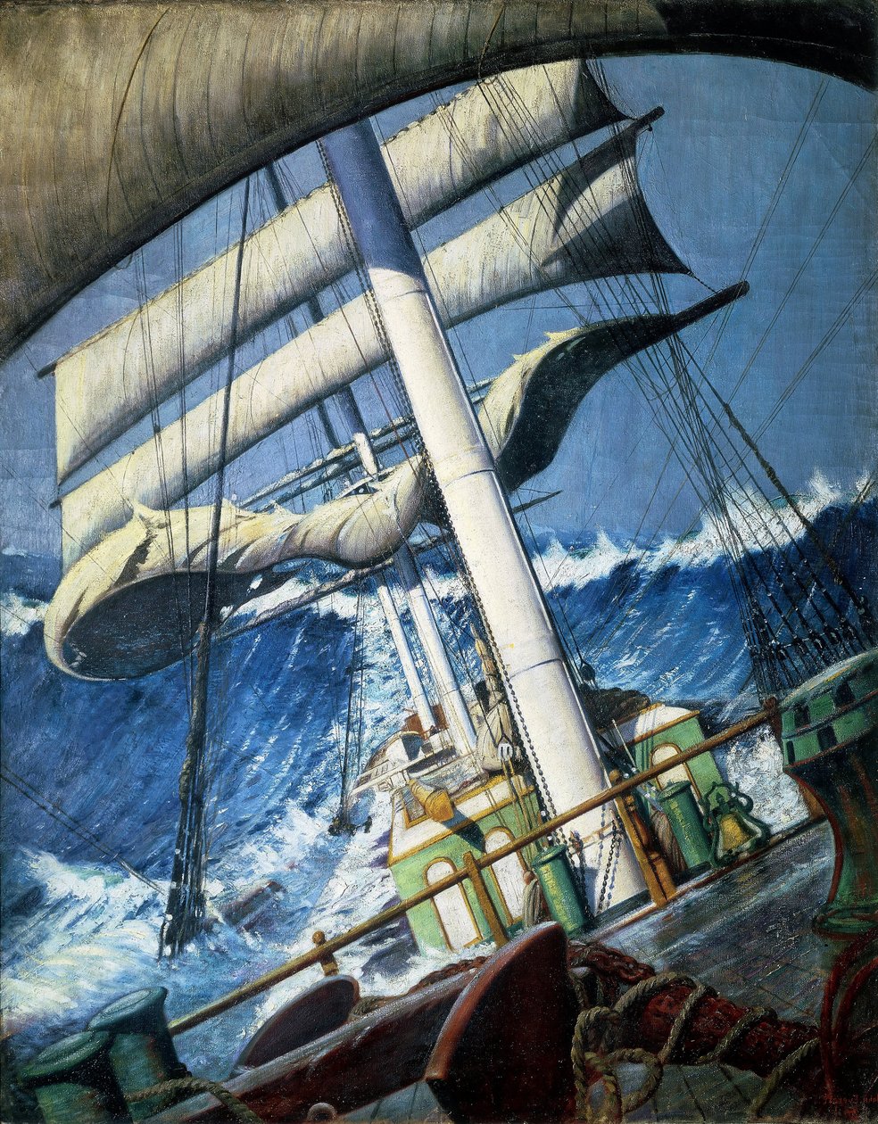 Most "Endymion" przy złej pogodzie. Olej na papierze autorstwa Herberta Barnarda Johna Everetta (1876-1949) autorstwa John Everett