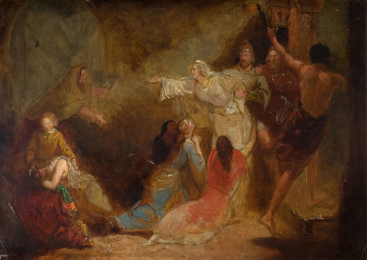 Elgiva zajęty z rozkazu arcybiskupa Odo, 1847. autorstwa John Everett Millais