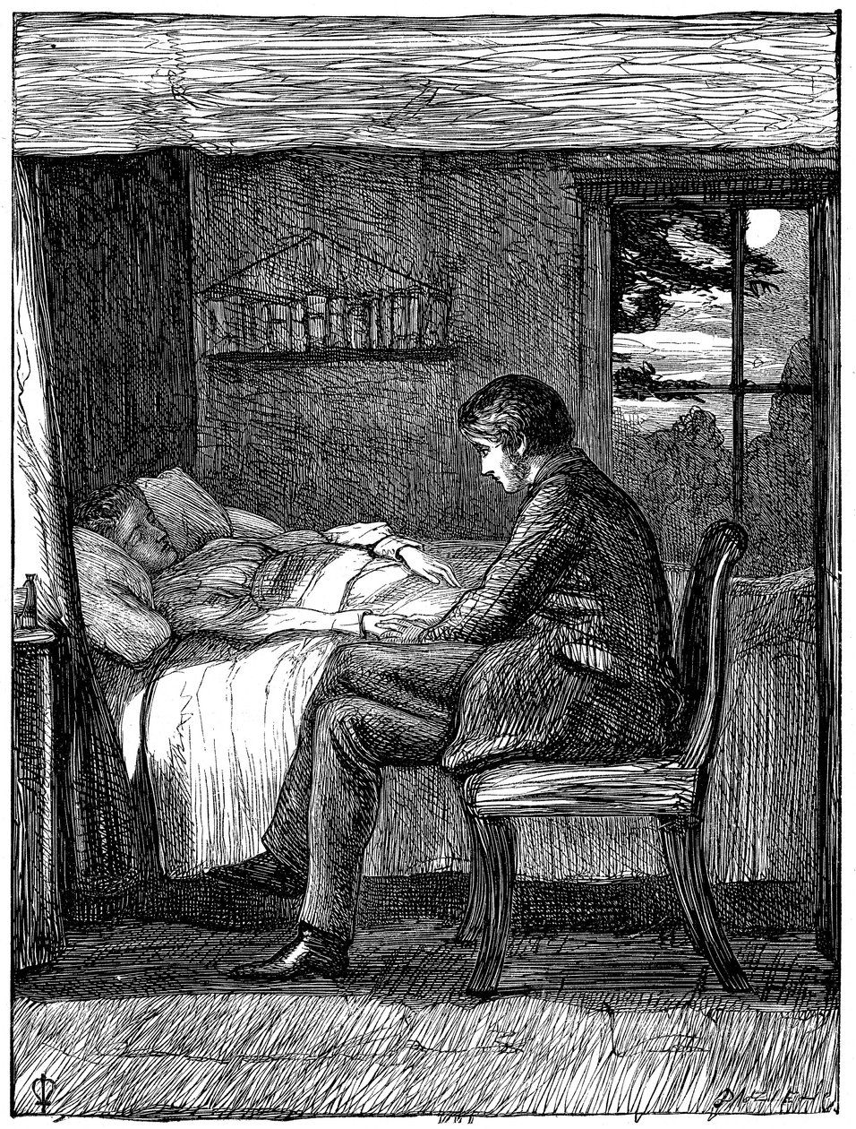 Ilustracja do wiersza Ostatnie słowa Owena Mereditha, 1860. autorstwa John Everett Millais