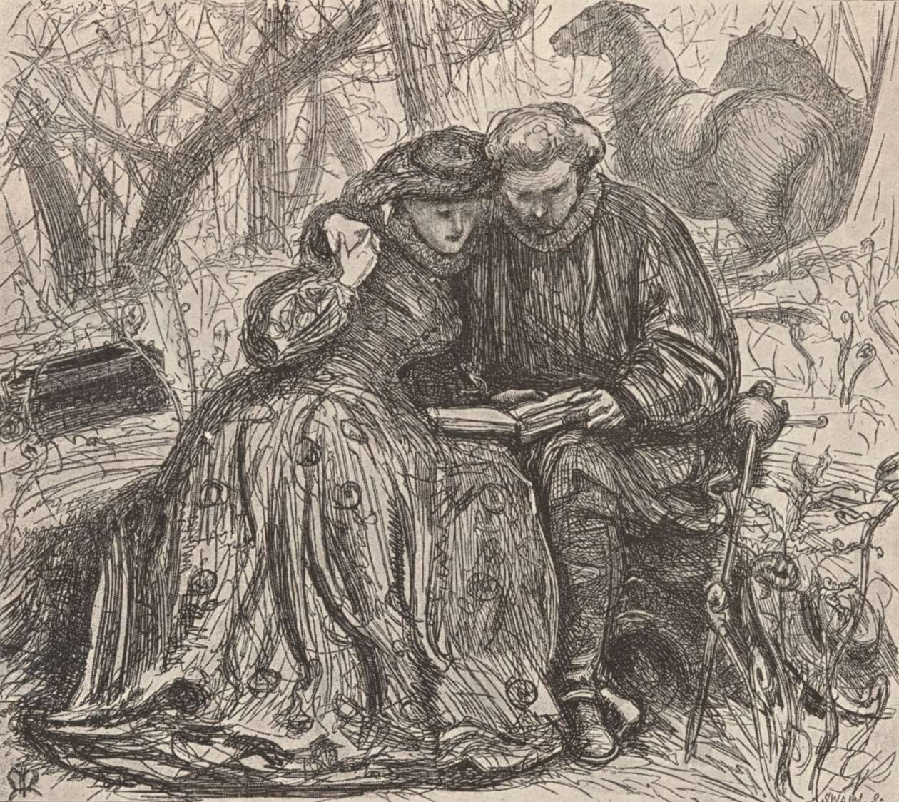 Ilustracja z Probacji Siostry Annes, c1850-1890, 1923 autorstwa John Everett Millais